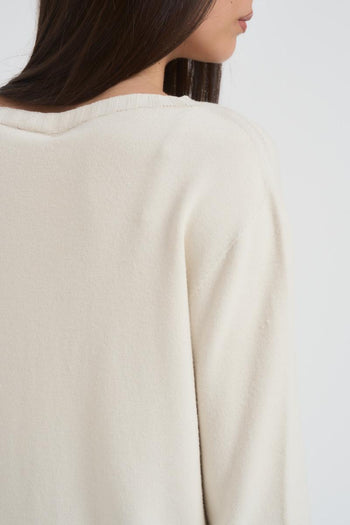 Maglia donna girocollo panna - 6