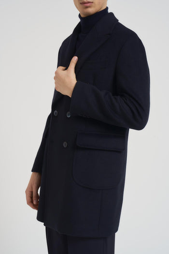 Cappotto uomo doppiopetto midi blu notte - 5