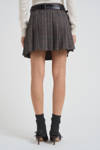 Minigonna donna tartan plissè grigia - 4