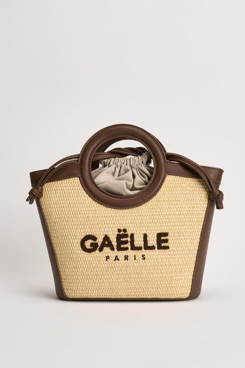 Borsa donna in paglia e ecopelle marrone - 1