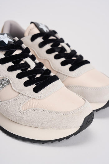 Sneakers donna bianche e grigie con glitter - 4