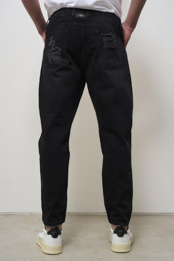 Regular men's jeans in black denim - 5