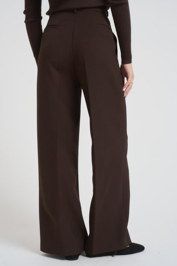 Pantalone donna a palazzo marrone - 3