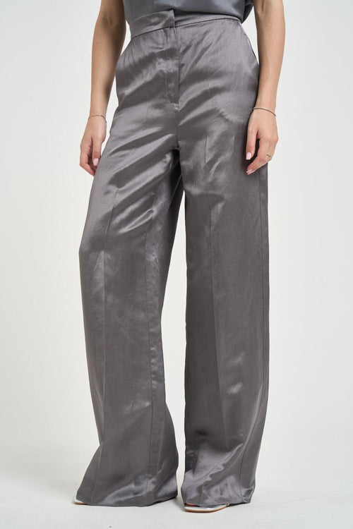 Pantalone donna satinato grigio