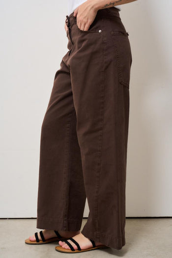 Jeans donna a palazzo marrone - 3