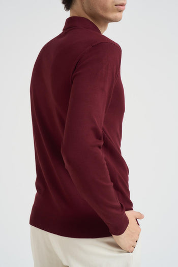 Maglia uomo con collo a polo bordeaux - 4