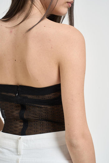 Body donna in tulle con monogram nero - 4