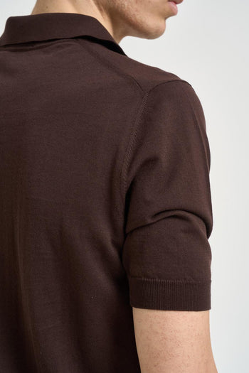 Polo uomo in maglia marrone - 5