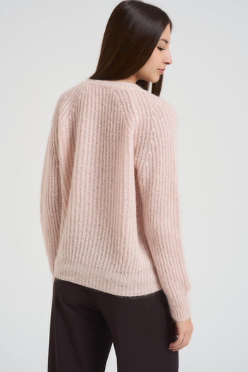 Maglia donna scollo a barchetta rosa pastello - 3