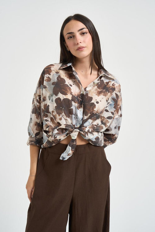 Camicia donna floreale moro - 2