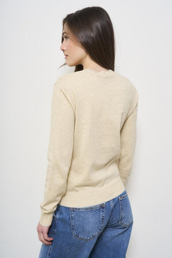 Maglia donna girocollo panna - 3