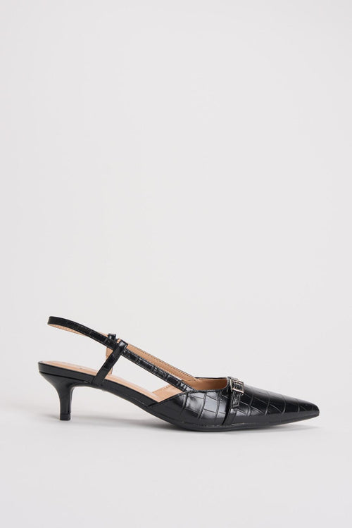 Slingback donna pitonate nere