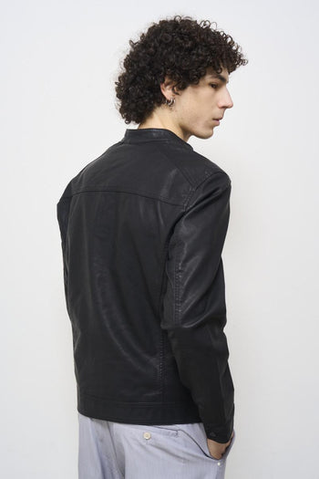 Giubbotto uomo ecopelle nero - 5