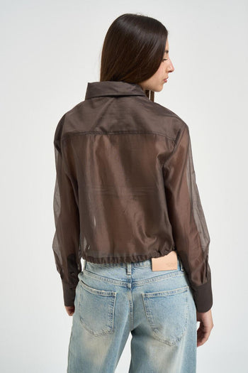 Camicia donna semitrasparente marrone - 4