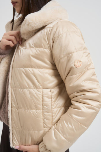 Ecopelliccia donna corta panna - 6