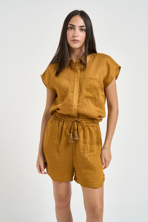 Camicia donna fluida ocra - 1