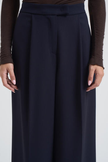 Pantaloni donna blu con pinces - 6