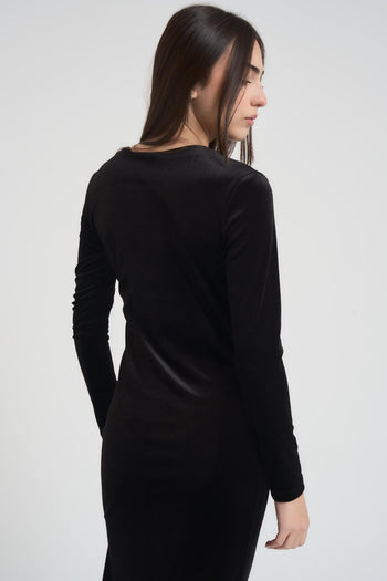 Abito donna lungo in velluto nero - 4