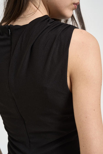 Abito donna drappeggiato nero - 5