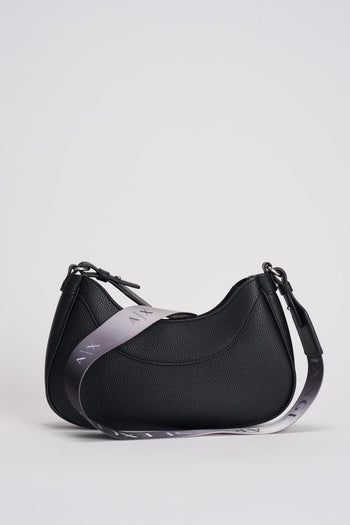 Borsa donna nera con tracolla in tessuto - 3
