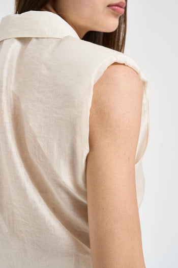 Camicia donna smanicata burro - 4