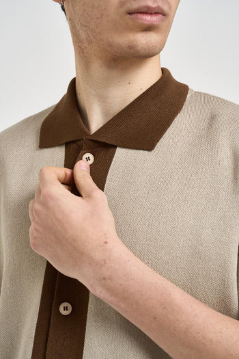 Camicia uomo in maglia beige e moro - 3