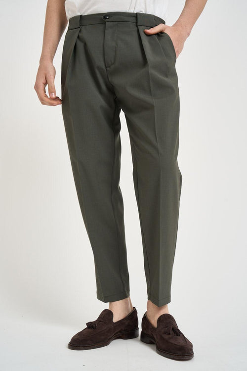 Pantalone uomo con pinces verde - 1