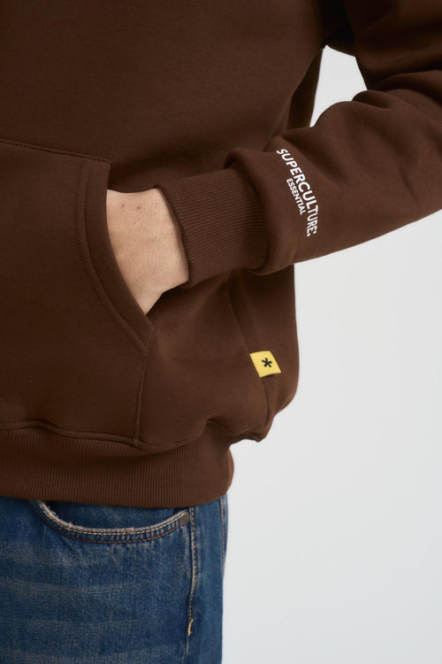 Felpa uomo con cappuccio marrone - 2