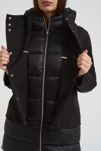 Giubbotto donna midi con pettorina nero - 3