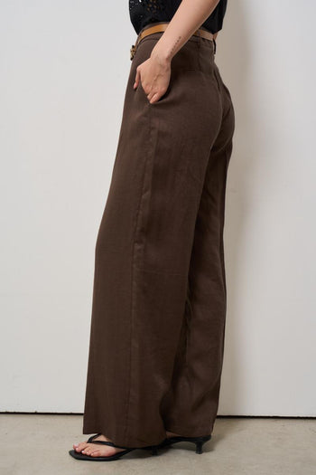 Pantalone donna a palazzo marrone - 3