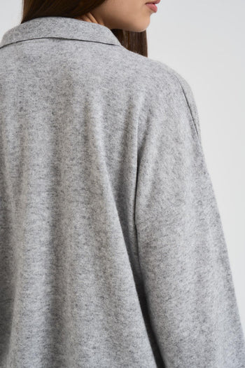 Polo donna scollo a V grigia - 5