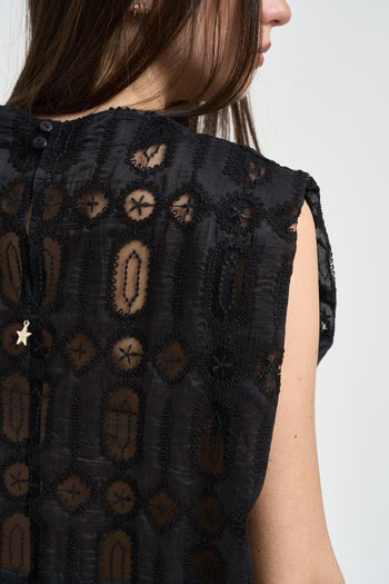 Top donna traforato nero - 5