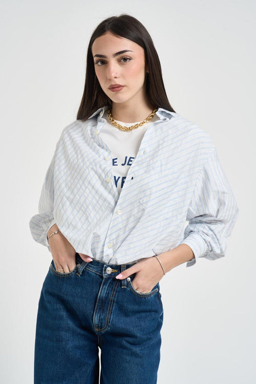 Camicia donna a righe bianca e azzurra - 2