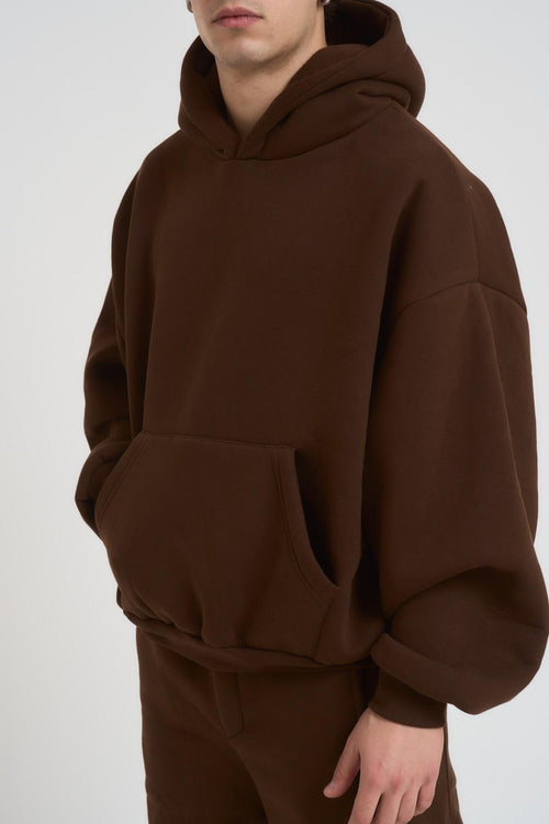 Felpa uomo con cappuccio marrone - 2