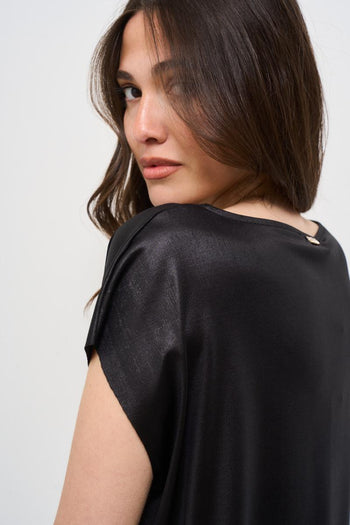 T-shirt donna girocollo nera - 4