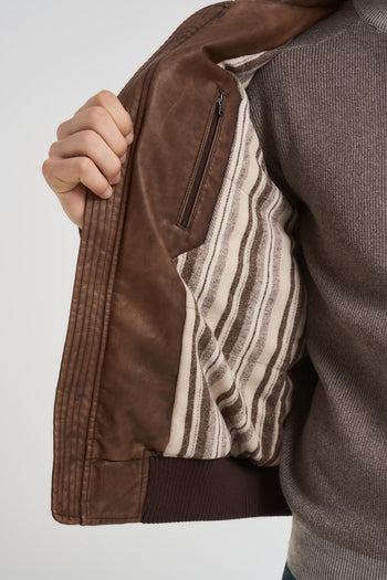 Bomber uomo in ecopelle moro - 5