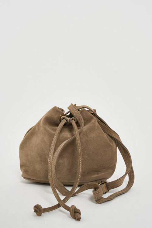 Borsa donna secchiello in suede beige - 1