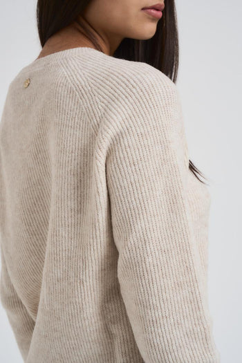 Maglia donna beige a costine - 6