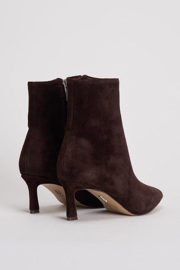 Stivaletto donna con tacco in suede marone - 3