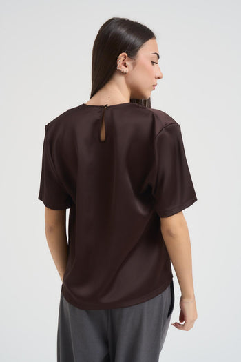 T-shirt donna con dettaglio arricciato sul fondo moro - 4