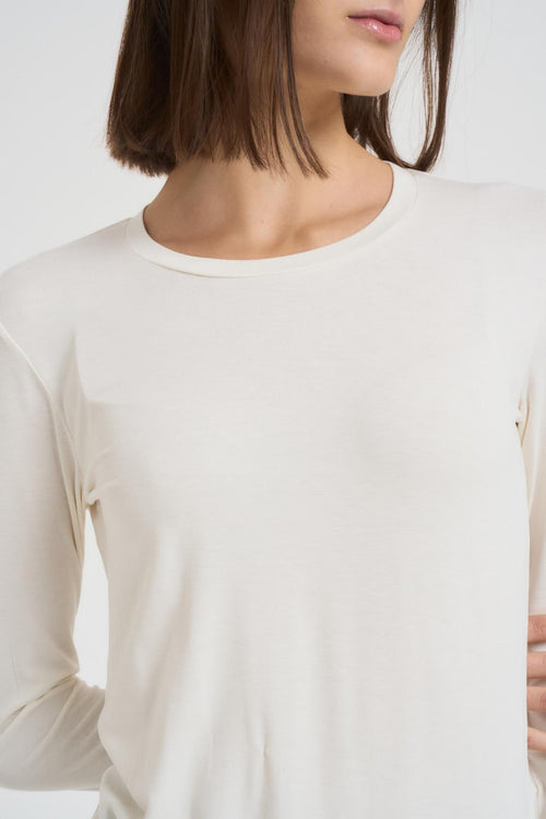 T-shirt basic donna ecru manica lunga - 2