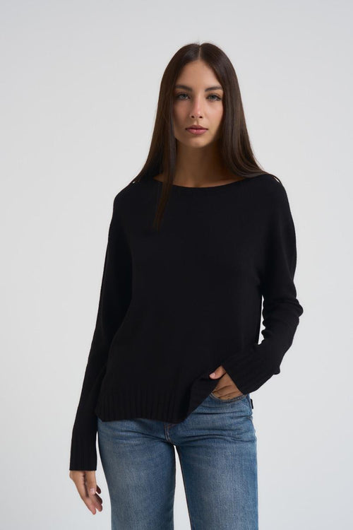 Maglia donna girocollo nera - 2