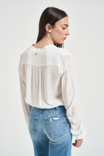 Blusa donna scollo a V bianca - 3