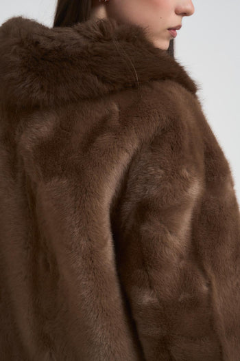 Ecopelliccia donna con fibbie marrone - 5