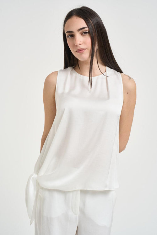 Top donna smanicato bianco