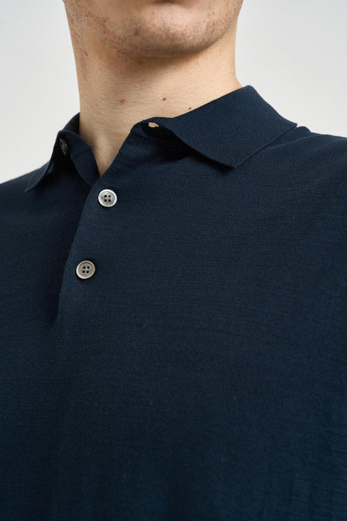 Polo uomo in maglia blu notte - 2