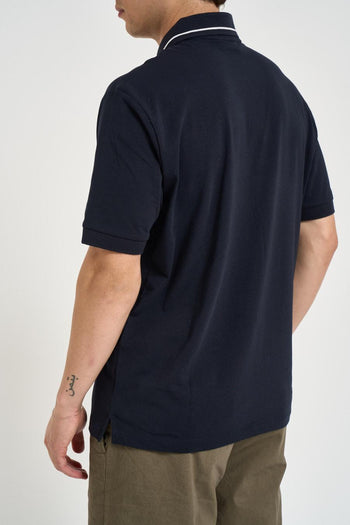 Polo uomo in cotone blu navy - 4