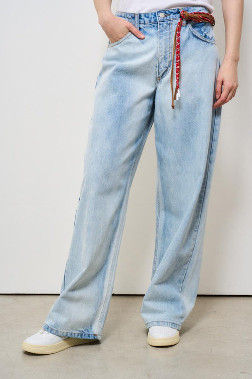 Jeans donna gamba dritta in denim chiaro