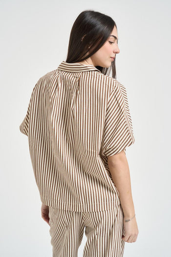 Camicia donna cropped marrone - 3