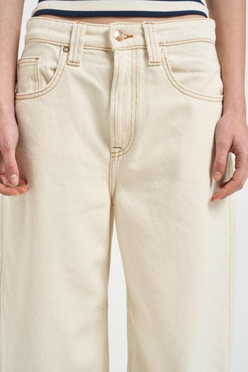 Jeans donna balloon crema - 4